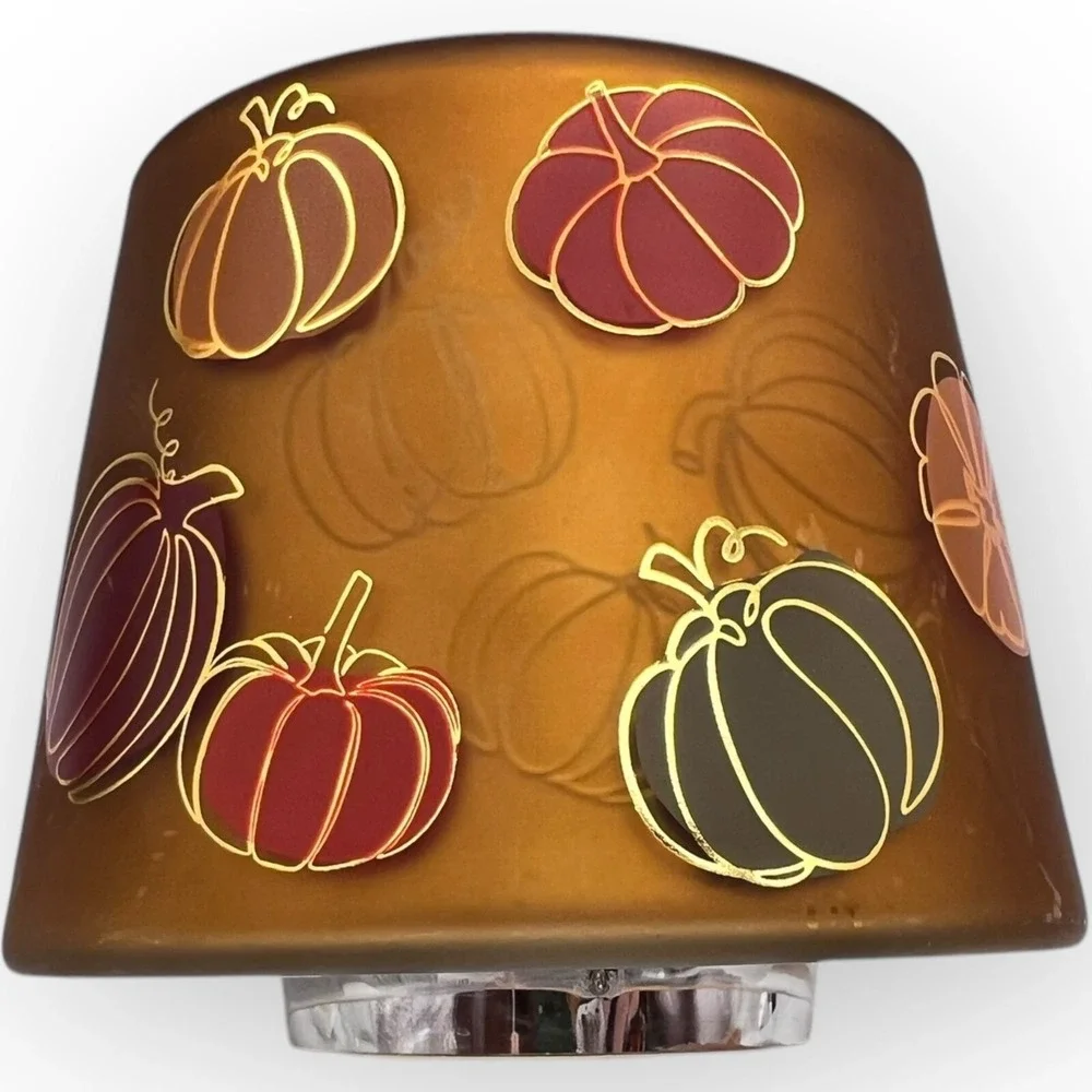 Yankee Candle Dancing Pumpkins Flickering Glass Shade Gold Red Green Orange Fall
